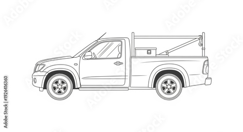 Tow Truck Side View Illustration.