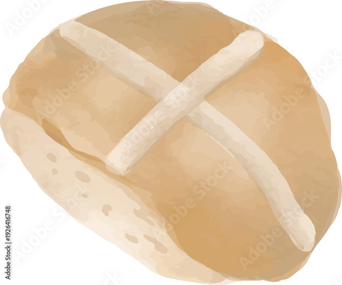 Hot Cross Buns Easter Watercolor Illustration Isolated
