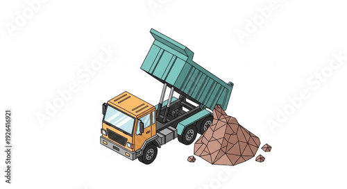 Toy Dump Truck Unloading Sand.