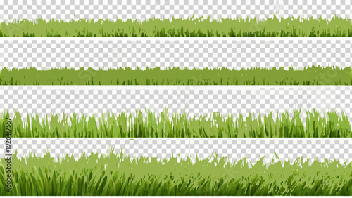 Repeating rows of vibrant green grass on a transparent background