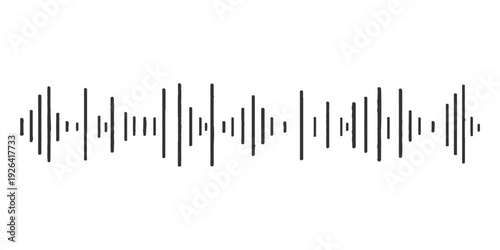 A sleek blue digital technology illustration featuring a rhythmic audio sound wave pulse and frequency equalizer lines designed as a modern vector backdrop for music, radio, and business media