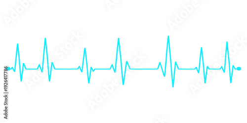 A medical monitor displays a healthy heartbeat pulse as a glowing EKG wave line that forms a heart shape on a digital cardiogram graph for cardiology technology