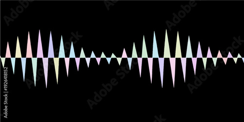 Abstract blue digital sound wave illustration featuring a glowing electronic equalizer waveform and frequency spectrum chart on a high-tech radio music backdrop design