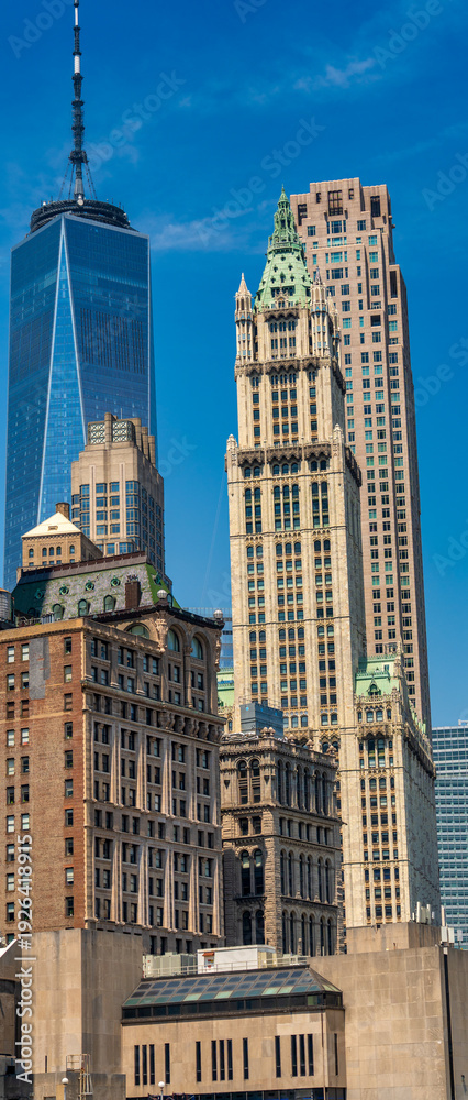 Obraz premium High-rise buildings in downtown Manhattan showcasing New York City commercial and financial district