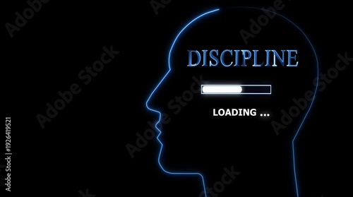 Digital Head Silhouette Loading Bar Concept Showing Discipline Progress Animation digital discipline
