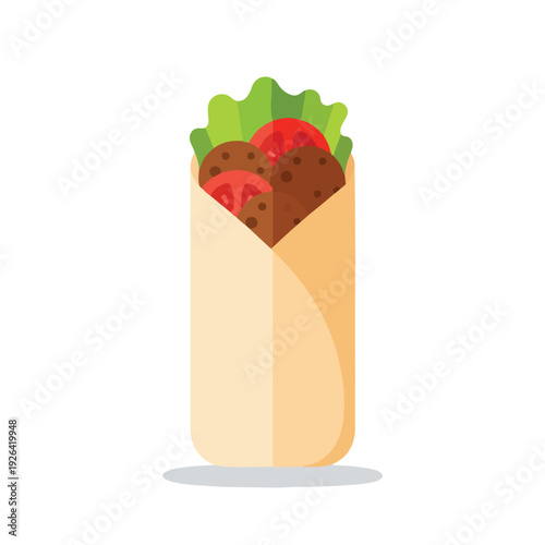 Wrapped savory food icon illustration on white background, vibrant filling and look