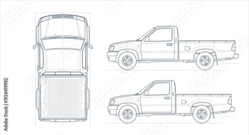 Truck Outline Front Side Views.