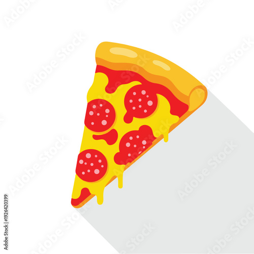 Vibrant Cartoon Pizza Slice Illustration, Playful, Close‑up on Neutral Background