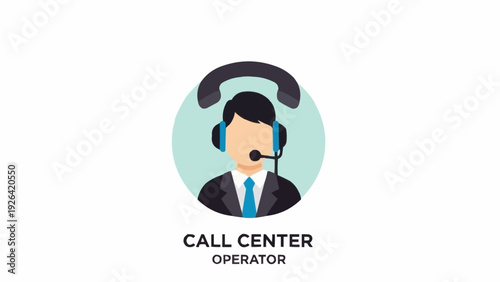 Call center operator wearing headset.