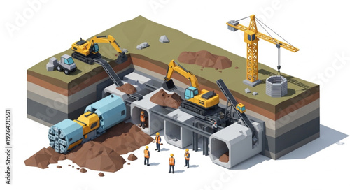 Underground Tunnel Construction Site.