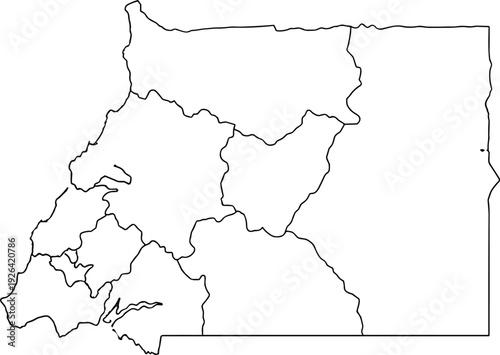 Blank Map of Equatorial Guinea with Province Borders Outline Vector Illustration Isolated on White Background for Central Africa Geography Education Design