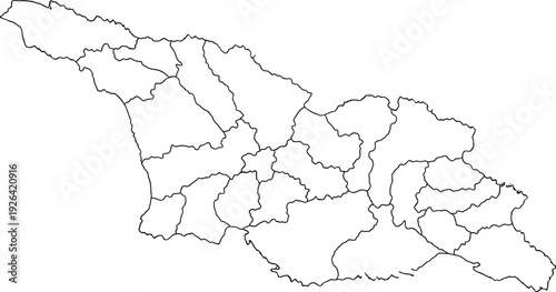 Blank Map of Georgia with Region Borders Outline Vector Illustration Isolated on White Background for Caucasus Geography Education and Design Projects