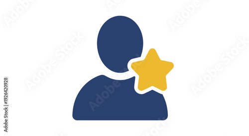 Blue silhouette person with gold star.