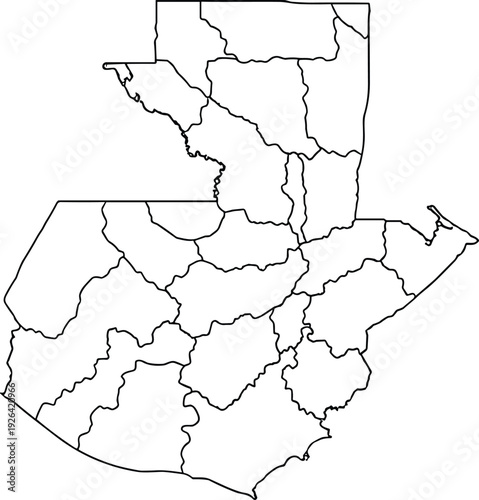 Blank Map of Guatemala with Department Borders Outline Vector Illustration Isolated on White Background for Central America Geography Education and Design