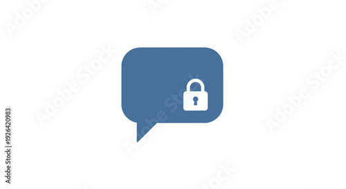 Blue speech bubble with white lock.