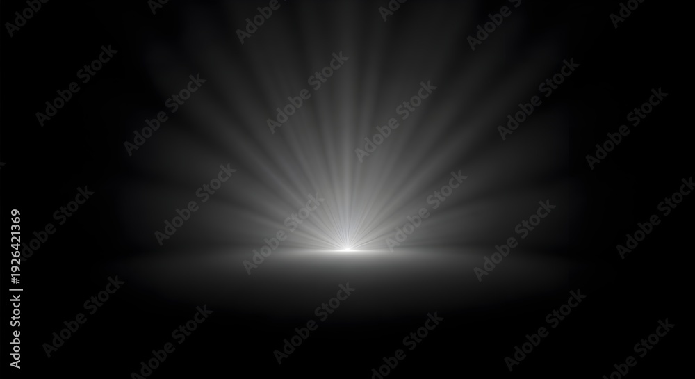 Obraz premium Bright white light beam emanating from a glowing source on a dark stage creating dramatic