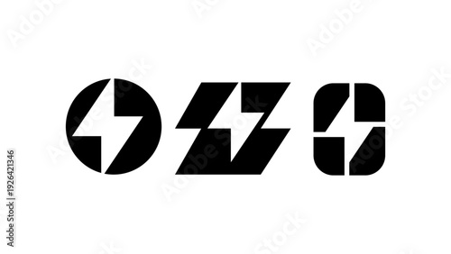 Modern Lightning Bolt Power Icon Set Vector for Energy, Electricity and Tech Logo Design