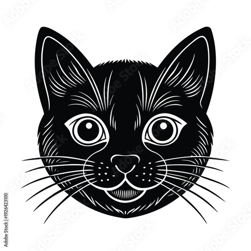 Black cat head vector illustration