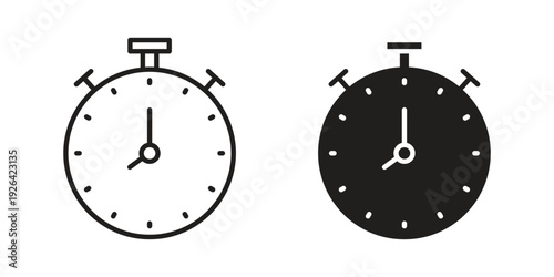 Stopwatch icon. Line and Silhouette Icon Set.