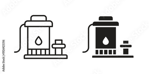Sump pump icon. Line and Silhouette Icon Set.