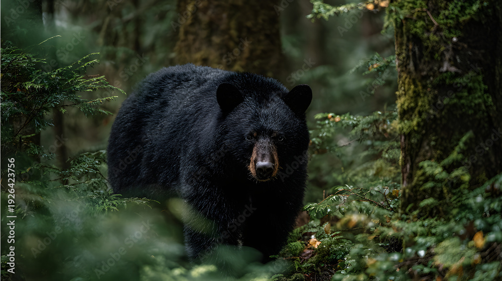 Fototapeta premium Black bear in forest