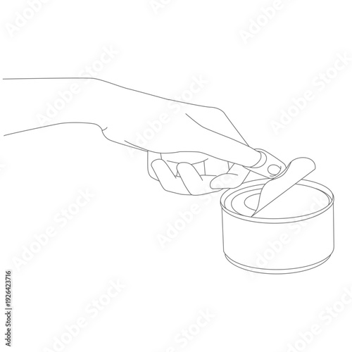 opening an aluminum can with a pull tab, simple minimal illustration..eps