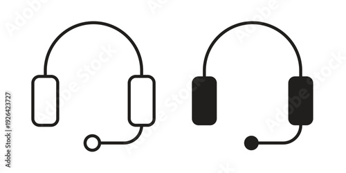Support headset icon. Line and Silhouette Icon Set.