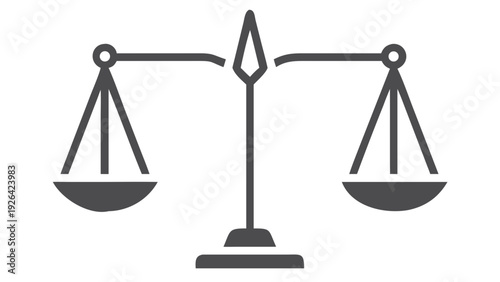 A grayscale illustration of traditional balance scales symbolizing justice