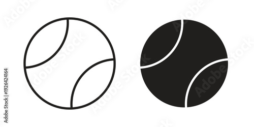 Tennis ball icon. Line and Silhouette Icon Set.