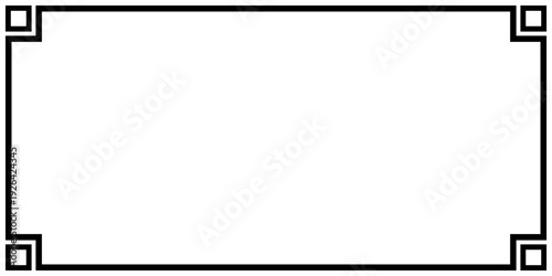 Geometric minimalist border frame with bold black corner accents and clean rectangular layout. Modern abstract outline template with copy space for posters, certificates, banners, and branding design.