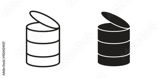 Tin can icon. Line and Silhouette Icon Set.