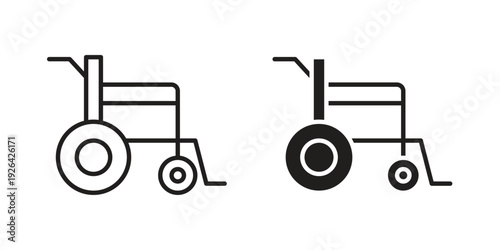 Wheelchair icon. Line and Silhouette Icon Set.
