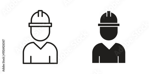 Worker icon. Line and Silhouette Icon Set.