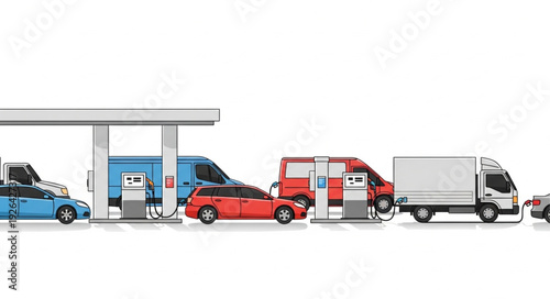 Vehicles at Gas Station Refueling.