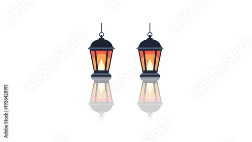 Earrings with lantern shaped pendant.