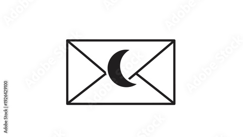 Envelope with crescent moon symbol.