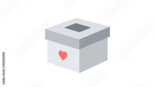 Donation box with heart symbol.