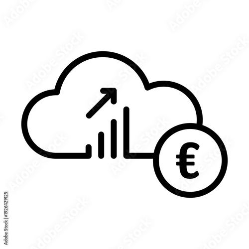 Cloud Cost Increase Icon, Cloud Spending Growth and Budget Analytics