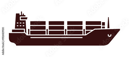 Check out this single-color vector icon of a container ship, characterized by its clean lines and minimalist design, making it applicable in many industries and contexts. It's also part of an icon set