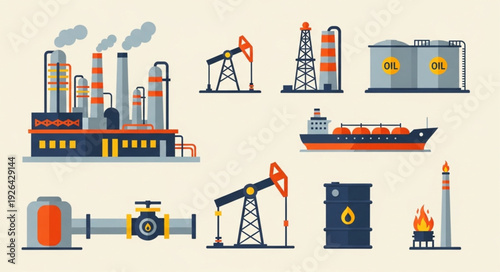 Oil and Gas Industry - Extraction, Refining, and Transportation Processes.