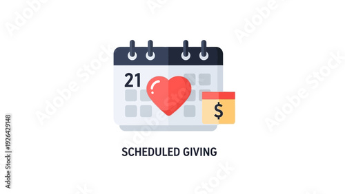 Donation calendar with heart and money.