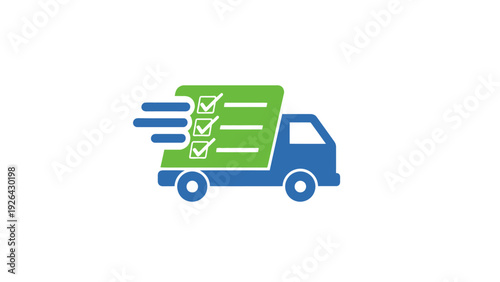 Fast Delivery Truck with Green Box.
