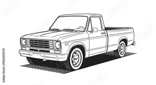 Vintage Pickup Truck Illustration.