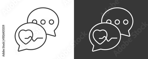 Medical Chat Icon Set Vector Collection Isolated In Black And White