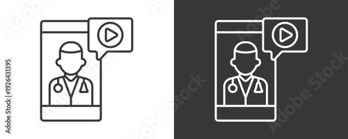 Video Consultation Icon Set Vector Collection Isolated In Black And White