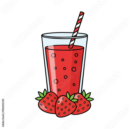 Refreshing Strawberry Drink with Straw