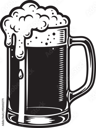 Black beer mug with foam froth 2