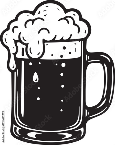 Black beer mug with foam froth 1