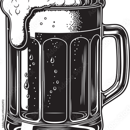 Black beer mug with foam handle