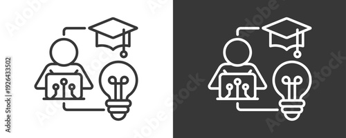 Blended Learning Icon Set Vector Collection Isolated In Black And White